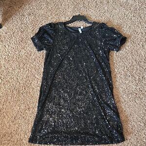 Cable & Gauge Black Sequin Mini Dress